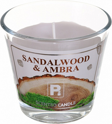 Свеча ароматическая Pako-If в стекле Tindra Сандаловое дерево-Амбра 