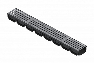 Лоток Vodaland водоотводящий пластиковый Easy 2 DN100 H70 с решеткой стальной оцинкованной щелевой А15