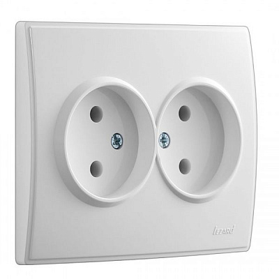 Розетка подвійна без заземлення Lezard Lesya білий 705-0202-128В
