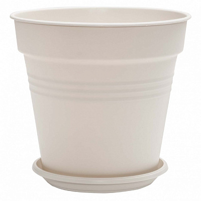 Вазон пластик Глорія з підст. 18,5х18 см круглий біла роза 3,1 л Алеана