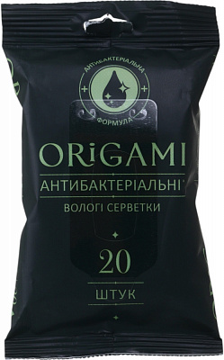 Влажные салфетки ORIGAMI Антибактериальные 20 шт.