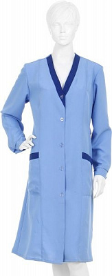 Халат рабочий Торнадо Габардин жен. р. 60-62 голубой с синими вставками