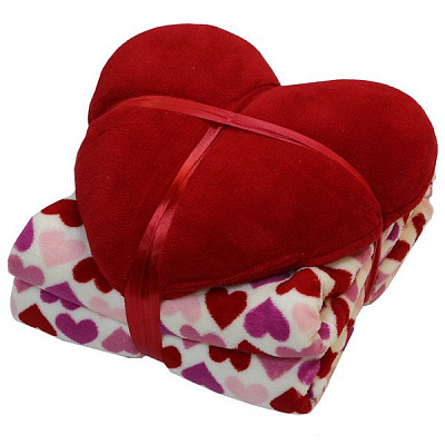 Набор La Nuit Heart Red плед 140x190 см + подушка 35x35 см