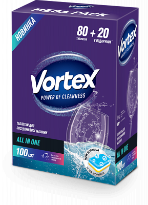 Таблетки для ПММ Vortеx Oxigen power All in 1 100 шт.