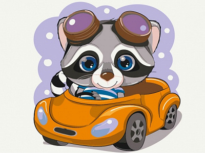 Картина по номерам Енотик на виражах PKBS0072 30x40 см Brushme 