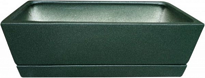 Горшок керамический Larsan с поддоном низкий прямоугольный 5 л оливковый 