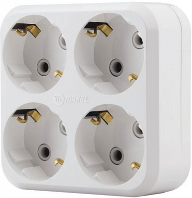 Розгалужувач Makel із заземленням 4 гн. білий 10001205