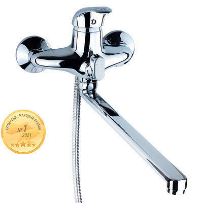 Смеситель Aquatica NK Ø 40 для ванны гусак прямой 350мм дивертор встроенный картриджный (NK-2C232C)