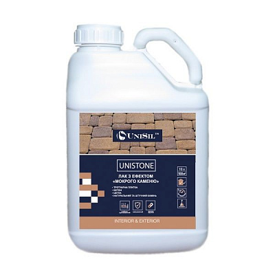Лак акриловий з ефектом мокрого каменю Unistone UniSil мат безбарвний 5 л