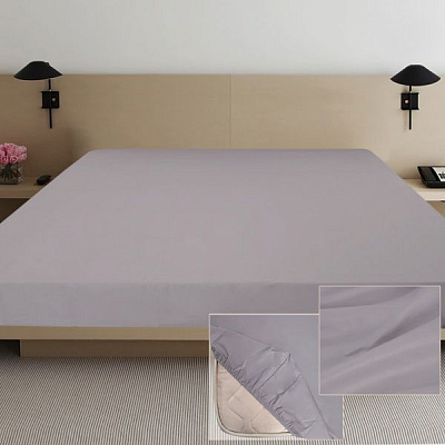 Простынь на резинке Дизайн 8 (сатин) 200x180 см серый Ярослав 