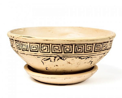 Горщик керамічний Плошка набивна №3 круглий 1,4 л бежевий