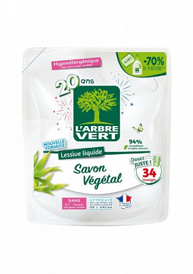 Рідкий засіб для машинного прання Larbre Vert Рослинне мило (Запасний блок) 1,53 л