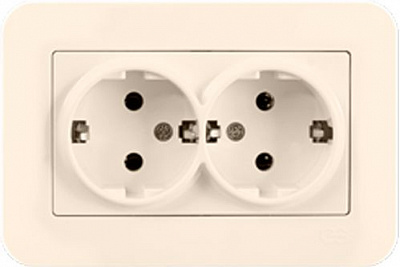 Розетка подвійна із заземленням Gunsan Radius крем 01 37 12 00 100 150