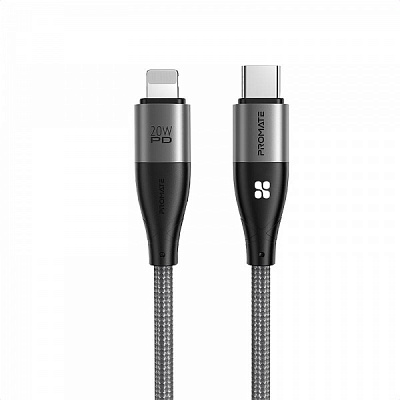 Кабель видео и питания Promate iCord-PD20 USB-C to Lightning 3А 1.2 м Black 1,2 м черный (icord-pd20.black) 