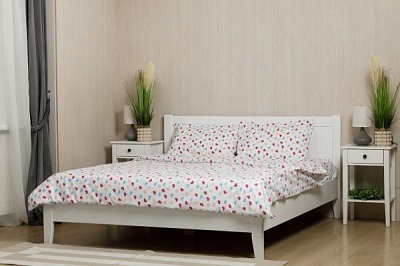 Комплект постельного белья Сердца евро белый с принтом Rigel 