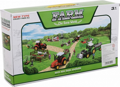 Ігровий набір Shantou х6 шт. фермерський трактор з причепом і фігурками зелений JY238797