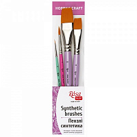 Набір пензлів №4 для декору (№0,4,18,26) Rosa Talent 