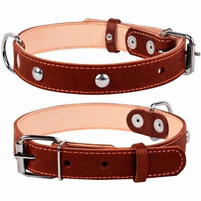 Ошейник Collar одинарный с украшением, 12 мм, 24-32 коричневый