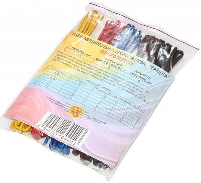 Набір автомобільних дротів  «Райдуга» одного перерізу 1,5 кв.мм, 3 м, 5 шт. Струм