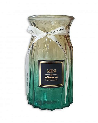 Ваза стеклянная Crystall Nicole 18 см омбре желто-зеленая YIWU