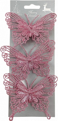 Декоративная подвеска Shunda Бабочка розовая 3 шт 10 см SD22-BF014PK