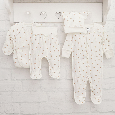 Комплект для новорожденных Blanka Горошек бежевый р.56-62 110815