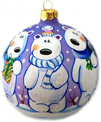 Шар стеклянный Зверьки 1 d100 К-410-100 фиолетовый