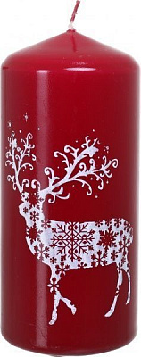 Свічка Циліндр трафаретна Олені Різдвяні 70*150 Pako-If