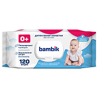 Дитячі вологі серветки Bambik з вівсяним молочком 120 шт.