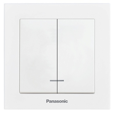 Выключатель двухклавишный Panasonic Karre Plus 55 с подсветкой белый WDTC90102WH-UA1