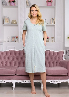 Халат женский Kamelia Kamelia 896/16131 р. L ментолово-белый 