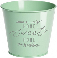 Кашпо декоративне 1 л Home Sweet Home зелена пастель METID