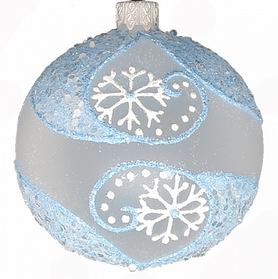 Шар новогодний 80 мм белый 9704