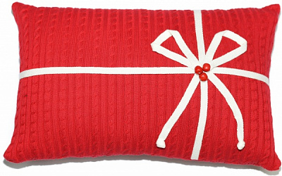 Подушка декоративная с бантом 30x45 см 1015 Красная Прованс 