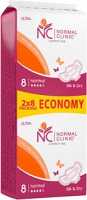 Прокладки гігієнічні Normal Clinic Comfort Ultra Line silk&dry DUO normal 16 шт.