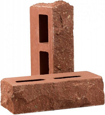Цегла гіперпресована РУБЕЛЭКО Дикий камінь пустотіла тичкова клінкер (КСПБ4) червоний
