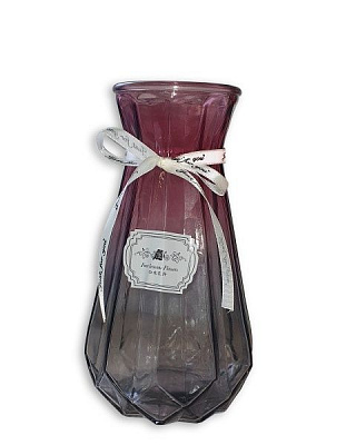 Ваза стеклянная Crystal Kelly 24 см омбре красно-серая YIWU