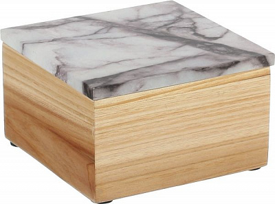 Сундучок Мрамор 14х14х8,5 см серо-розовый