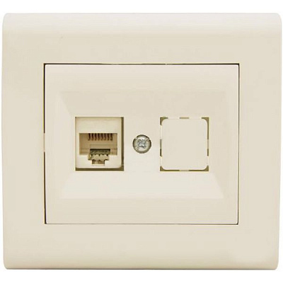 Розетка комп’ютерна Makel Manolya PC, RG-45, САТ 5e + гніздо слонова кістка 41010035