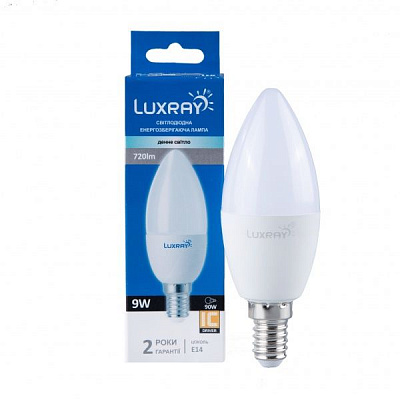 Лампа светодиодная Luxray 9 Вт C37 матовая E14 220 В 4200 К 