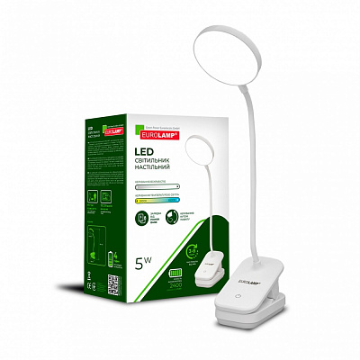 Світильник настільний акумуляторний Eurolamp 230 Вт білий LED-TLB-5W(P)