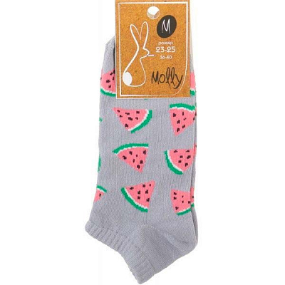 Шкарпетки жіночі Молли Арбуз маленькі дольки р. 23-25 сірий