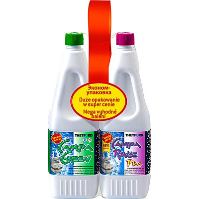 Жидкость для биотуалетов Thetford Duopack Campa Green и Campa Rinse Plus 2x1,5 л