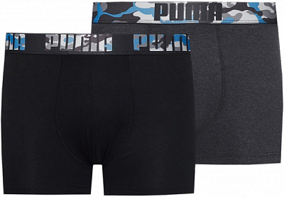 Трусы Puma MEN PRINT BOXER 2P BLACK / COBALT 93816602 р.L черный
