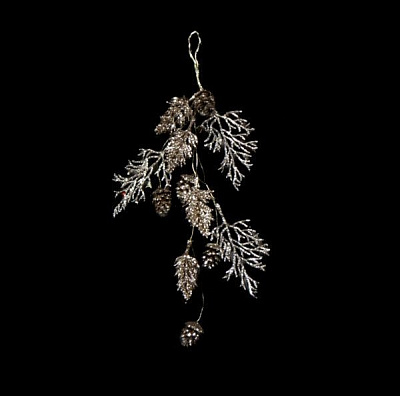 Декорація новорічна Гілка-підвіска з хвоєю шишками каплями 30 см EPI-. SA5712H8