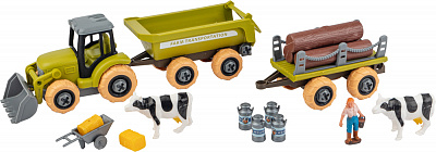 Ігровий набір OTAMANKO Веселий хутір (трактор із двома причепами та фермер із коровами) 532.01.62