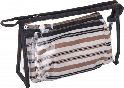 Набір косметичок Смужка класік 3 шт B107-10 коричневий