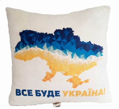 Подушка декоративна Все буде Україна 43x43 см білий із принтом Анна