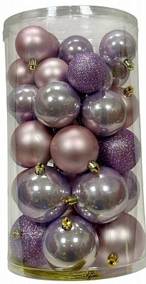 Шар новогодний 36 шт 2 фактуры и 3 цвета в ассортименте