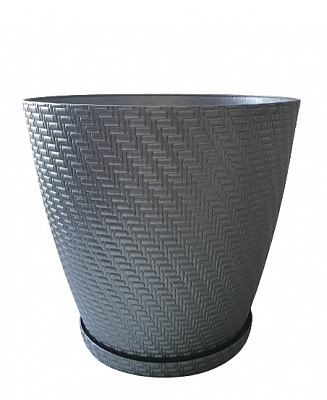 Горщик пластиковий з підставкою НОРА круглий 12 л натуральний сірий